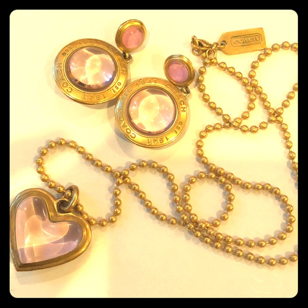 Genuine Coach Pink Heart necklace